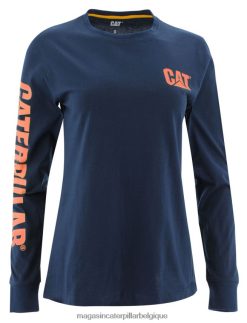 être Caterpillar femmes t-shirt à manches longues à bannière de marque bleu de détroit PH2264321 | hauts et vêtements d'extérieur
