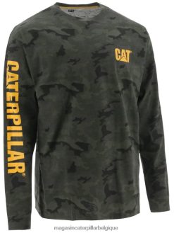 être Caterpillar Hommes t-shirt à manches longues à bannière de marque camouflage de nuit PH2264226 | hauts et vêtements d'extérieur